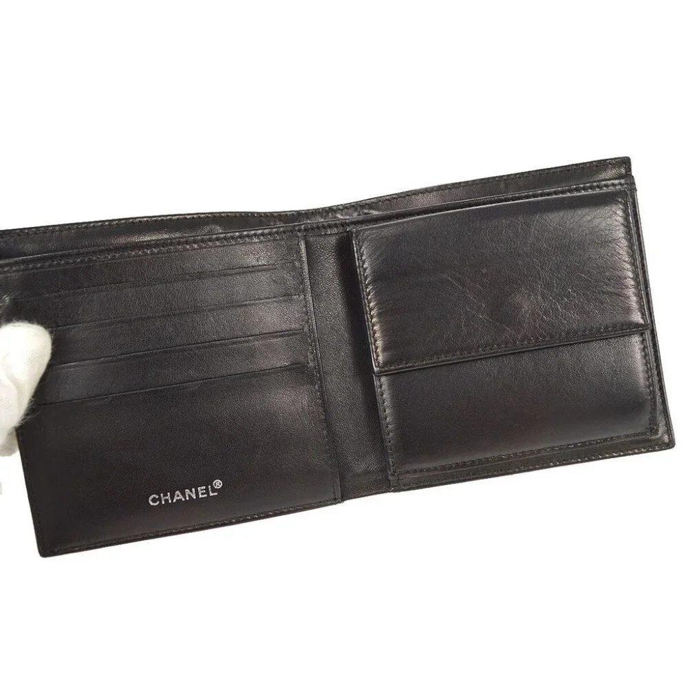 Chanel Travel Line Bifold Wallet Purse Black
